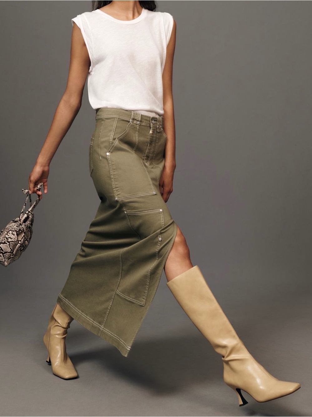Jeffrey Campbell Cream Knee-High Heeled Boots